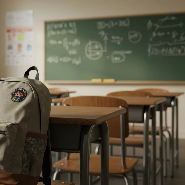 fotografía mochila en un aula AMPA jacaranda